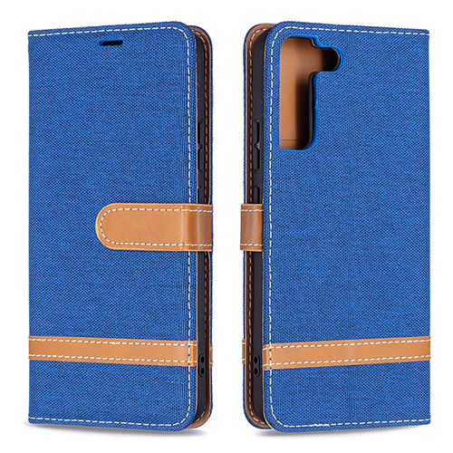 Leather Case Stands Flip Cover Holder B11F for Samsung Galaxy S21 FE 5G Blue