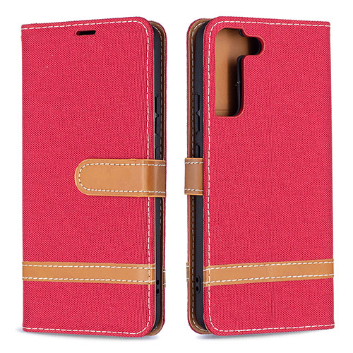 Leather Case Stands Flip Cover Holder B11F for Samsung Galaxy S21 FE 5G Red