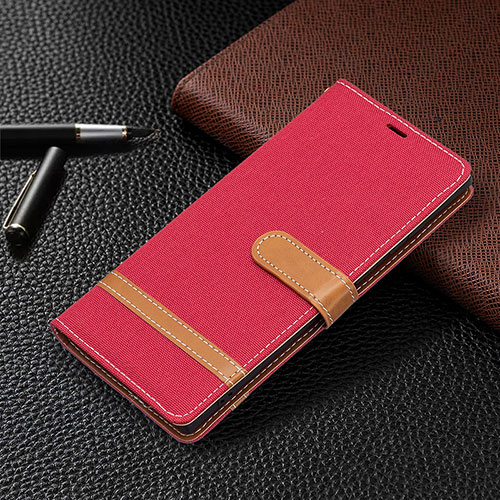 Leather Case Stands Flip Cover Holder B11F for Samsung Galaxy S22 Ultra 5G Red