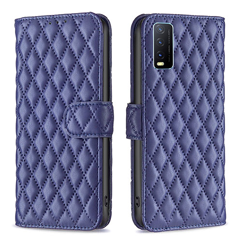 Leather Case Stands Flip Cover Holder B11F for Vivo Y11s Blue