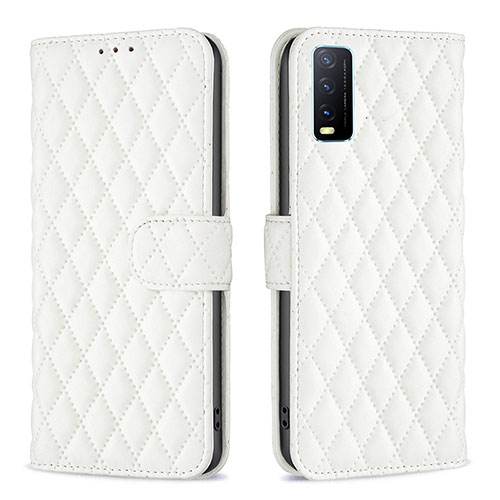 Leather Case Stands Flip Cover Holder B11F for Vivo Y11s White
