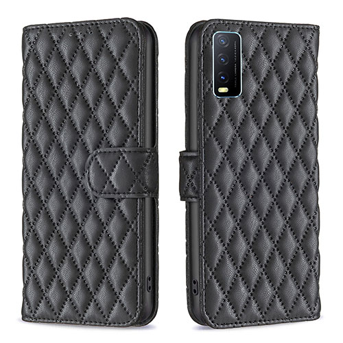 Leather Case Stands Flip Cover Holder B11F for Vivo Y30 Black