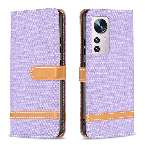 Leather Case Stands Flip Cover Holder B11F for Xiaomi Mi 12 5G Clove Purple