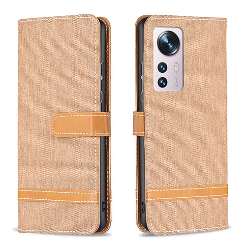 Leather Case Stands Flip Cover Holder B11F for Xiaomi Mi 12X 5G Gold