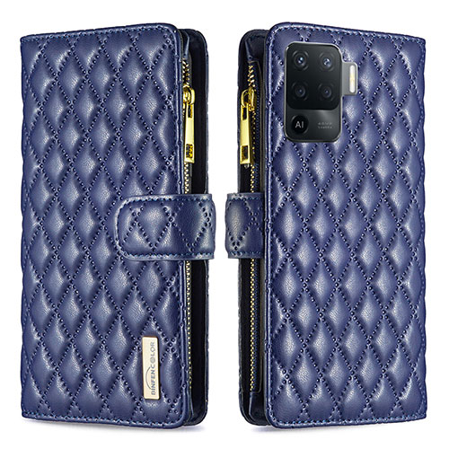 Leather Case Stands Flip Cover Holder B12F for Oppo A94 4G Blue
