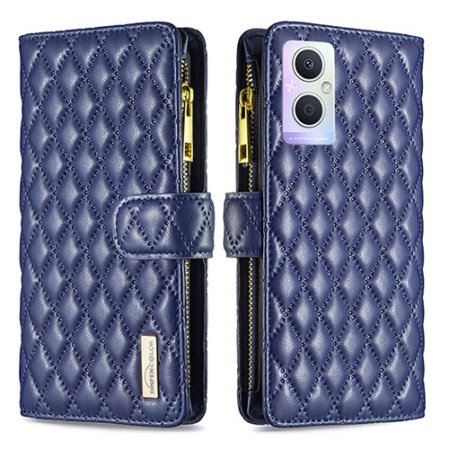 Leather Case Stands Flip Cover Holder B12F for Oppo Reno8 Z 5G Blue