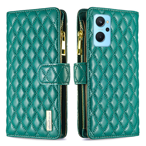 Leather Case Stands Flip Cover Holder B12F for Realme 9i 4G Green