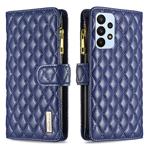 Leather Case Stands Flip Cover Holder B12F for Samsung Galaxy A23 5G Blue