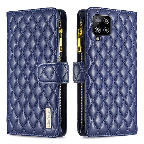 Leather Case Stands Flip Cover Holder B12F for Samsung Galaxy A42 5G Blue
