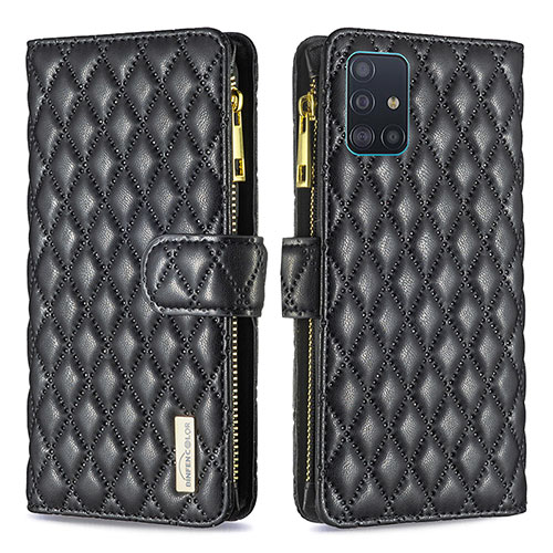 Leather Case Stands Flip Cover Holder B12F for Samsung Galaxy A51 5G Black