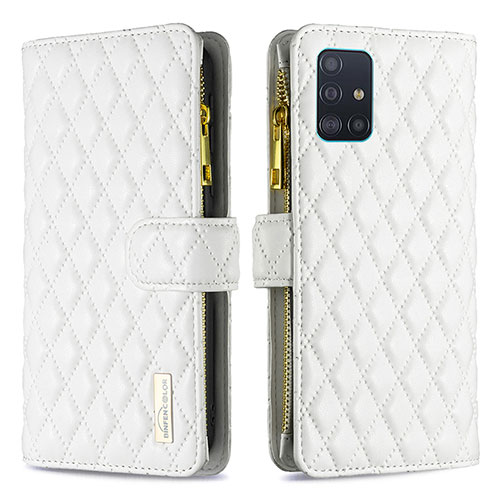 Leather Case Stands Flip Cover Holder B12F for Samsung Galaxy A51 5G White