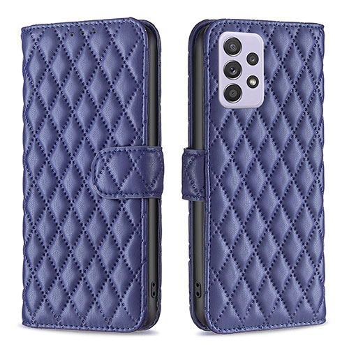 Leather Case Stands Flip Cover Holder B12F for Samsung Galaxy A52 5G Blue