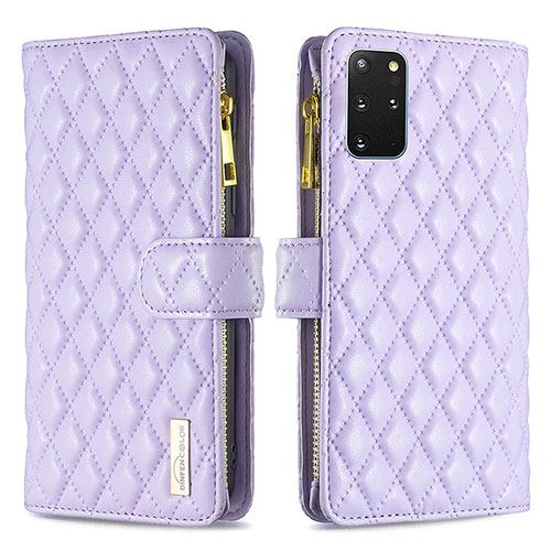 Leather Case Stands Flip Cover Holder B12F for Samsung Galaxy S20 Plus 5G Purple