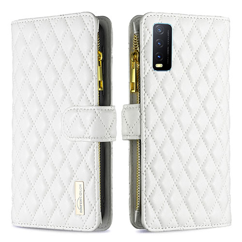 Leather Case Stands Flip Cover Holder B12F for Vivo Y30 White