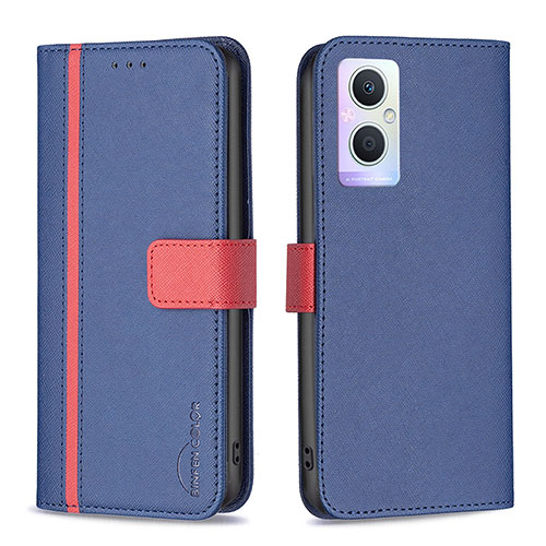 Leather Case Stands Flip Cover Holder B13F for OnePlus Nord N20 5G Blue