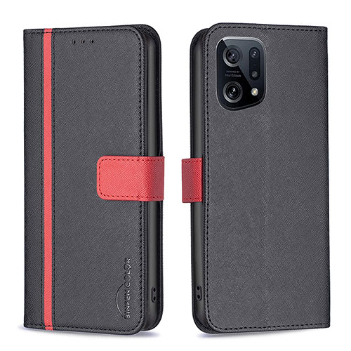 Leather Case Stands Flip Cover Holder B13F for Oppo Find X5 5G Black