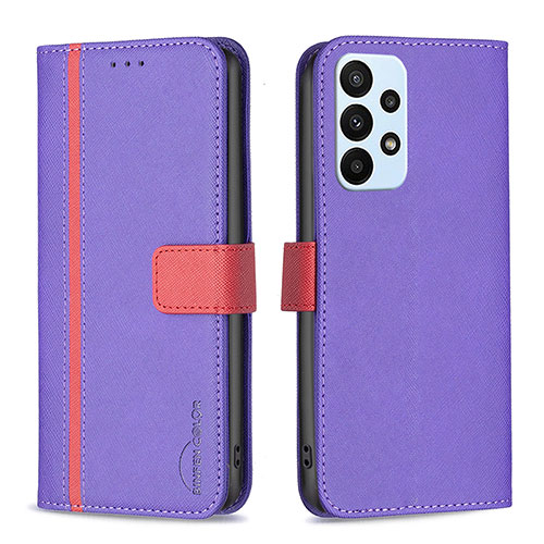 Leather Case Stands Flip Cover Holder B13F for Samsung Galaxy A23 5G Purple