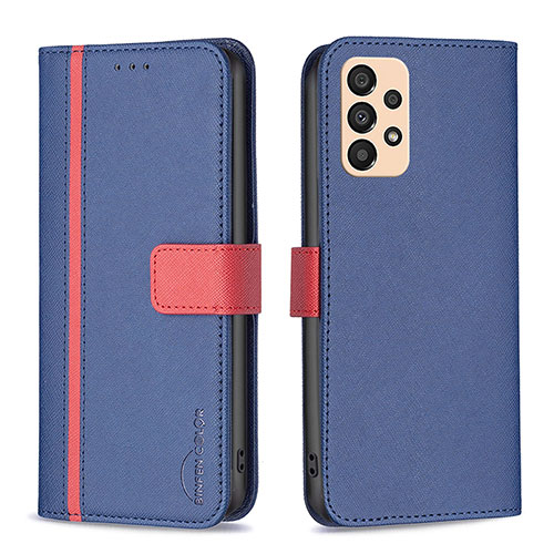 Leather Case Stands Flip Cover Holder B13F for Samsung Galaxy A33 5G Blue