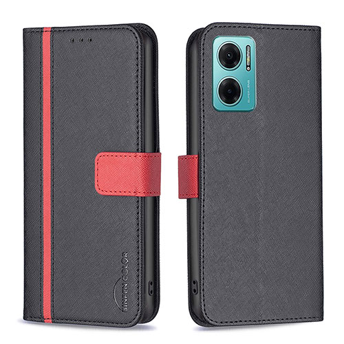 Leather Case Stands Flip Cover Holder B13F for Xiaomi Redmi 10 Prime Plus 5G Black