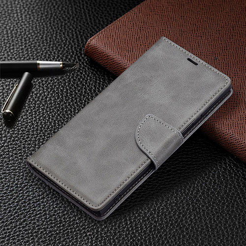 Leather Case Stands Flip Cover Holder B14F for Samsung Galaxy S21 Ultra 5G Gray