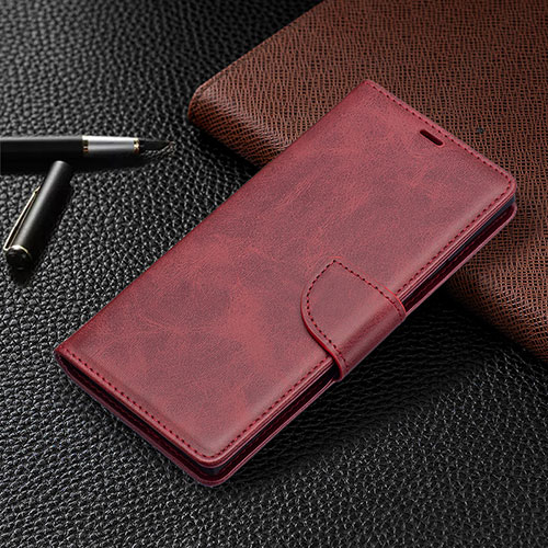 Leather Case Stands Flip Cover Holder B14F for Samsung Galaxy S21 Ultra 5G Red