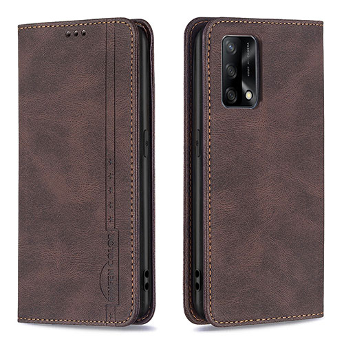 Leather Case Stands Flip Cover Holder B15F for Oppo A74 4G Brown