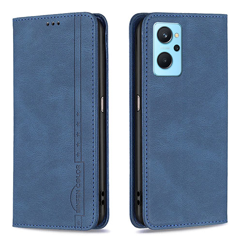 Leather Case Stands Flip Cover Holder B15F for Realme 9i 4G Blue