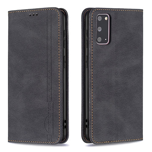 Leather Case Stands Flip Cover Holder B15F for Samsung Galaxy S20 5G Black