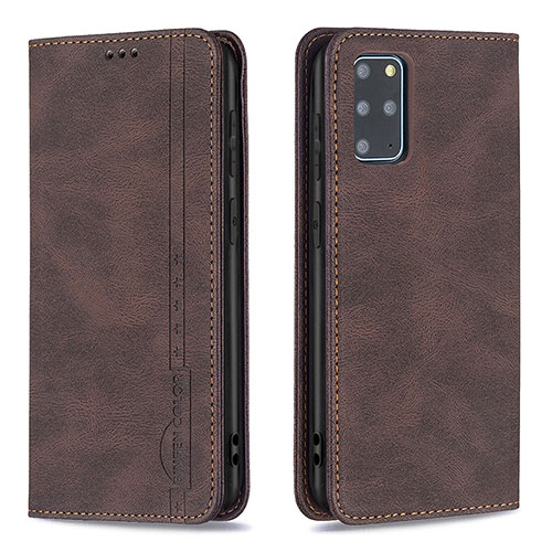 Leather Case Stands Flip Cover Holder B15F for Samsung Galaxy S20 Plus 5G Brown