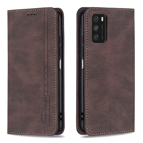 Leather Case Stands Flip Cover Holder B15F for Xiaomi Poco M3 Brown