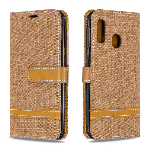 Leather Case Stands Flip Cover Holder B16F for Samsung Galaxy A20e Gold