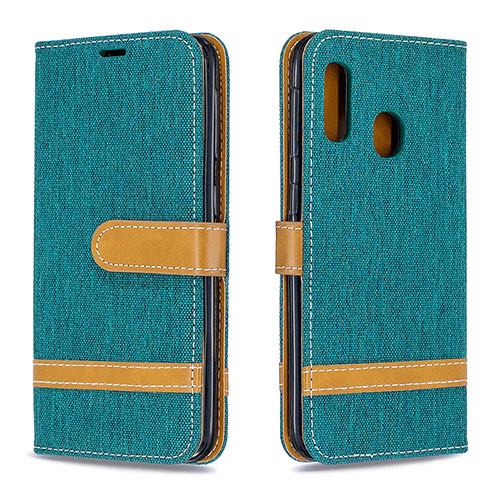 Leather Case Stands Flip Cover Holder B16F for Samsung Galaxy A20e Green