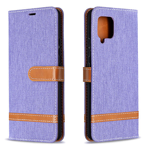 Leather Case Stands Flip Cover Holder B16F for Samsung Galaxy A42 5G Clove Purple