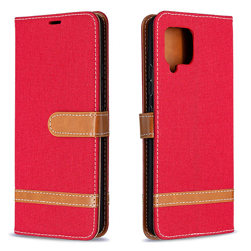 Leather Case Stands Flip Cover Holder B16F for Samsung Galaxy A42 5G Red