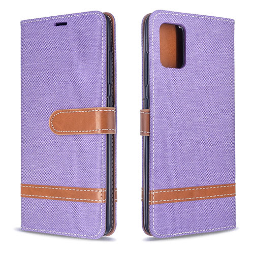 Leather Case Stands Flip Cover Holder B16F for Samsung Galaxy A51 4G Clove Purple