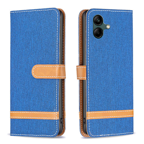 Leather Case Stands Flip Cover Holder B16F for Samsung Galaxy M04 Blue