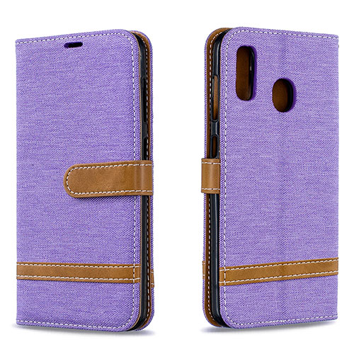 Leather Case Stands Flip Cover Holder B16F for Samsung Galaxy M10S Clove Purple