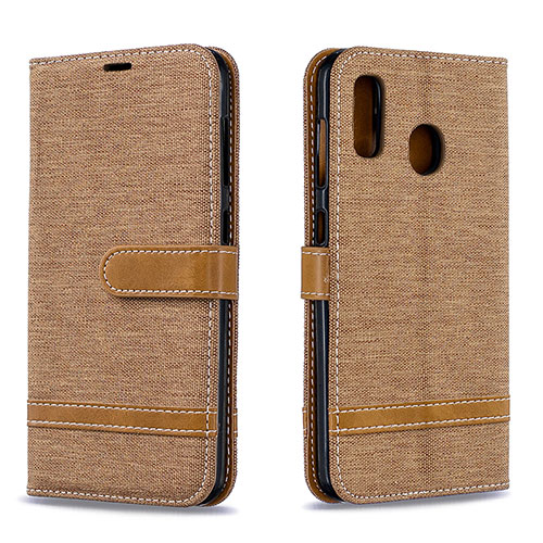 Leather Case Stands Flip Cover Holder B16F for Samsung Galaxy M10S Gold