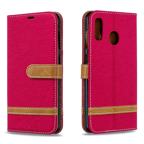 Leather Case Stands Flip Cover Holder B16F for Samsung Galaxy M10S Red