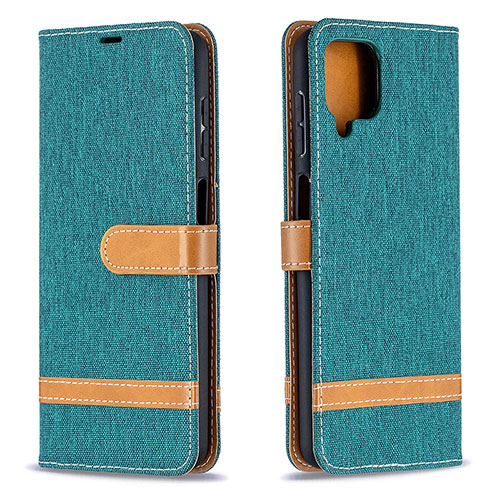 Leather Case Stands Flip Cover Holder B16F for Samsung Galaxy M12 Green