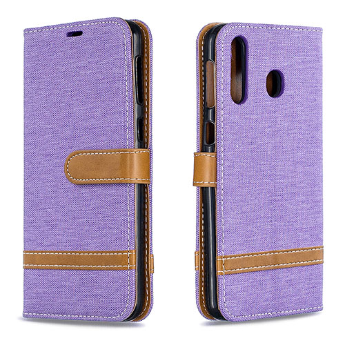 Leather Case Stands Flip Cover Holder B16F for Samsung Galaxy M30 Clove Purple