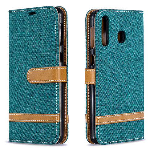 Leather Case Stands Flip Cover Holder B16F for Samsung Galaxy M30 Green