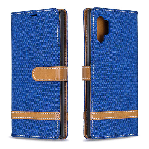 Leather Case Stands Flip Cover Holder B16F for Samsung Galaxy Note 10 Plus 5G Blue