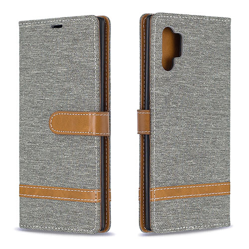 Leather Case Stands Flip Cover Holder B16F for Samsung Galaxy Note 10 Plus 5G Gray