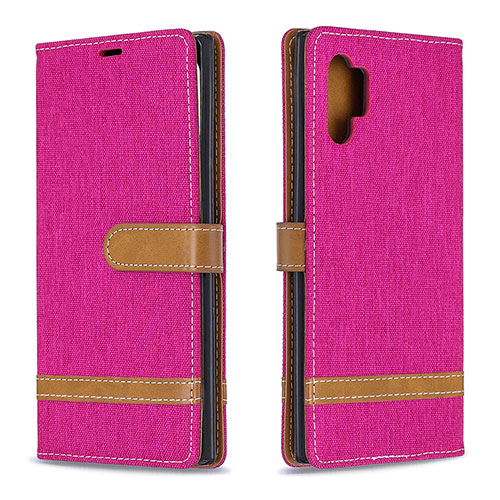 Leather Case Stands Flip Cover Holder B16F for Samsung Galaxy Note 10 Plus 5G Hot Pink