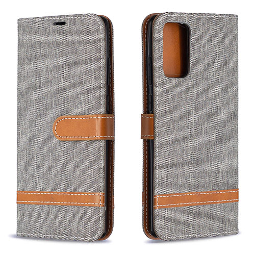 Leather Case Stands Flip Cover Holder B16F for Samsung Galaxy Note 20 5G Gray