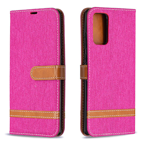 Leather Case Stands Flip Cover Holder B16F for Samsung Galaxy Note 20 5G Hot Pink