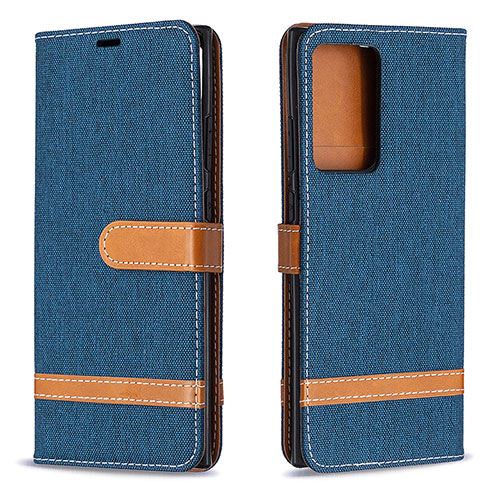 Leather Case Stands Flip Cover Holder B16F for Samsung Galaxy Note 20 Ultra 5G Navy Blue