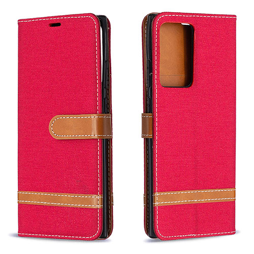 Leather Case Stands Flip Cover Holder B16F for Samsung Galaxy Note 20 Ultra 5G Red