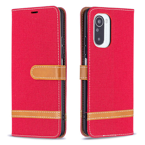 Leather Case Stands Flip Cover Holder B16F for Xiaomi Mi 11X 5G Red